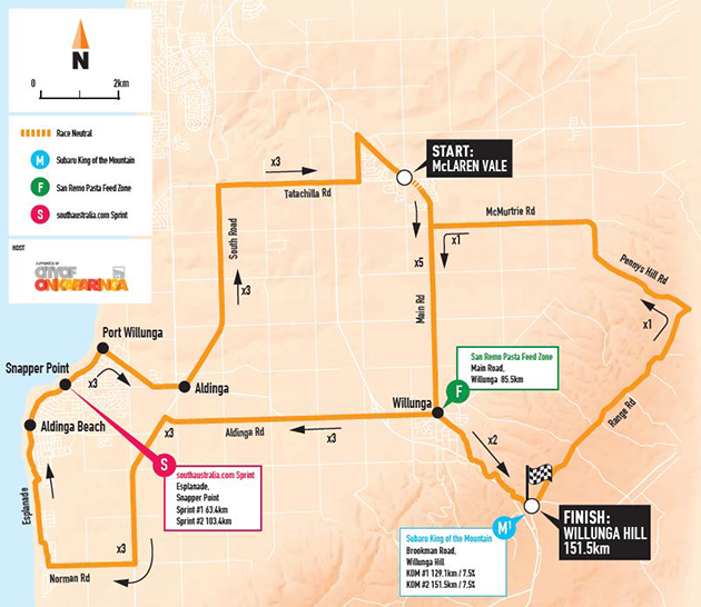 Tour Down Under Stage 5 map
